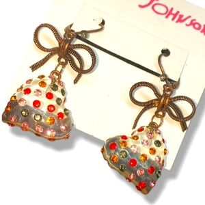 Clear Lucite plastic Multicolor Stones Heart 2" Drop lightweight